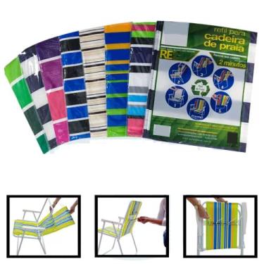 Imagem de Trocar Capa Cadeira Praia Um Refil Tecido Cores Sol Lona kit Original Exclusivo Zannaki® (Kit com 4 (sortidas))