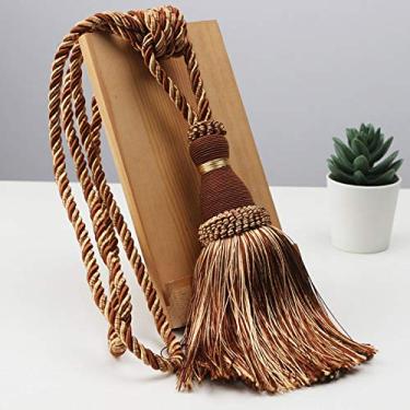 Imagem de 2 pacote de cortina borla gravata para decoração de casa suporte de cortina fivela corda corda para sala de estar quarto acessórios, café leve, 4 peças