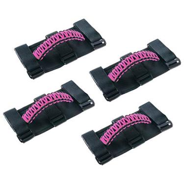 Imagem de Savadicar 4 x alças para manoplas para Jeep Wrangler YJ TJ JK JL e Gladiator JT 1987-2020, acessórios interiores, rosa