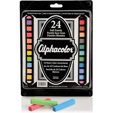 Imagem de Derwent Pastéis quadrados macios Alphacolor, multicoloridos, 24 pastéis por conjunto (102004)