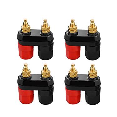 Imagem de Borsuer 4 peças plugue banana tomada fêmea terminal banhado a ouro pino de encadernação duplo 4 mm conector banana para terminal amplificador de alto-falante