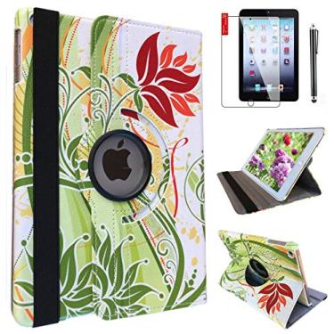 Imagem de Capa de suporte para Apple iPad 2ª 3ª geração modelo A1395 A1396 A1397 A1416 A1430 A1403 A1458 A1460 A1459 16GB 32GB 64GB, Green Flower Design, 9.7 Inch