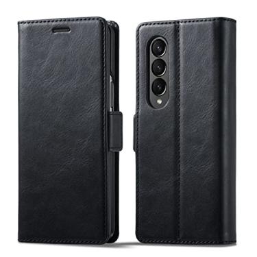 Imagem de YINGDAFENG Capa carteira para Samsung Galaxy Z Fold 4, capa flip com fecho magnético durável com suporte para slot para cartão e proteção da câmera à prova de choque capa interna de policarbonato preto, preto