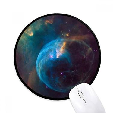Imagem de Mouse pad azul marrom planeta nebulosa azul mesa escritório tapete redondo para computador