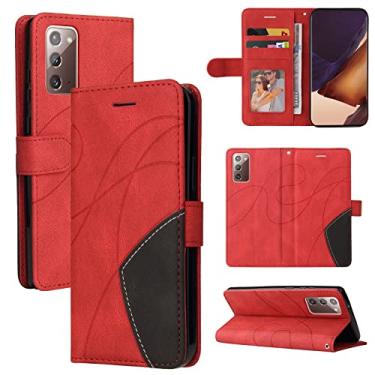 Imagem de Capa carteira para Samsung Galaxy Note 20, compartimentos para porta-cartões, fólio de couro PU de luxo anexado à prova de choque capa flip com fecho magnético com suporte para Samsung Galaxy Note 20 (vermelho)