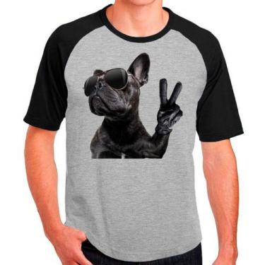 Imagem de Camiseta Raglan Pet Dog Buldogue Francês Branca Preto Masc07 - Design