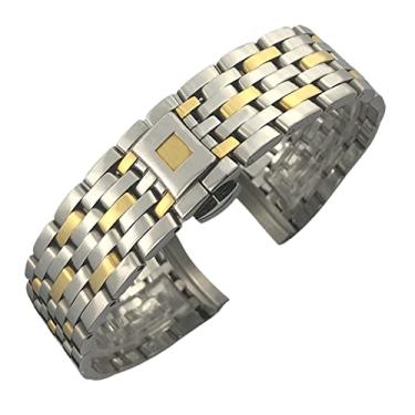 Imagem de HAODEE 16mm 19mm 20mm 316L extremidade curvada pulseira de aço inoxidável para Omega DE Ville Prestige Orbis Edition pulseira de relógio fecho dobrável (cor: prata dourado, tamanho: 20mm)