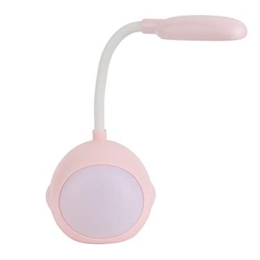 Imagem de Naroote Luminária de mesa flexível, bateria multifuncional de 600 mAh, rotação de 360°, 2 luminosidades ajustáveis, luz de LED portátil tamanho compacto para emergências externas (rosa)