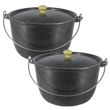 Imagem de Kit 2 Caldeirões Aluminio Batido Craqueado Preto 800 Ml