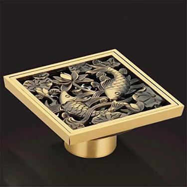 Imagem de Dreno de piso, drenagem Cobre quadrado dreno de piso para quarto úmido Trap Dreno de chuveiro Protetores de drenagem mais fortes Protetores de drenagem de serviço Tampa de drenagem de serviço para adaptadores de tubos Sistemas de drenagem