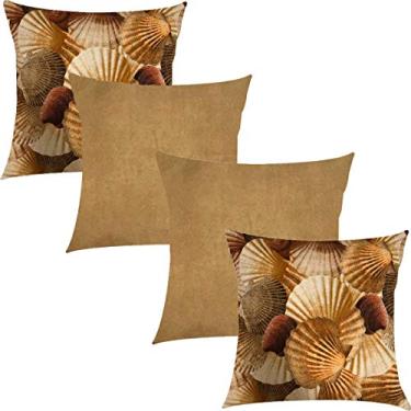 Imagem de Kit 4 Capas de Almofadas Composê Marai Marrom e Sapucaia Caramelo 45x45cm