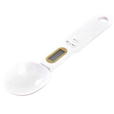 Imagem de Balança de colher de medida digital Bestonzon para cozinha com medida eletrônica para comidas digitais para porcionar leite, chá, farinha, especiarias de café, tempero para animais de estimação (branco)