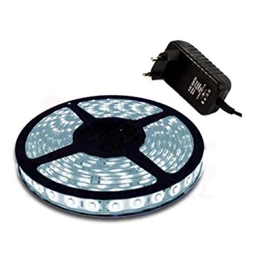 Imagem de Kit Fita de Led 3528 Branco Frio 1 Rolo 5 metros com Silicone + Fonte 12V