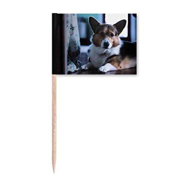 Imagem de Corgi Dog Pet Animal Lonely Picture Bandeiras de palito de dentes, enfeite de festa