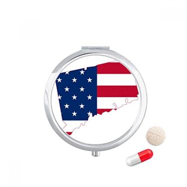 Imagem de Connectic USA Mapa Estrelas Tripes Bandeira Forma Comprimidos Bolso Caixa de Armazenamento de Remédio Dispensador