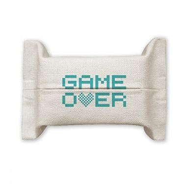 Imagem de Blue Game Over Pixel Suporte de capa de papel para lenços faciais, saco de linho de algodão