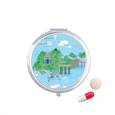 Imagem de Caixa de comprimidos com mapa de viagem em Singapura, caixa de armazenamento de medicamentos
