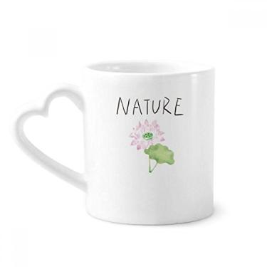 Imagem de Caneca de pintura de planta de lótus caneca de café cerâmica coração alça 355 ml