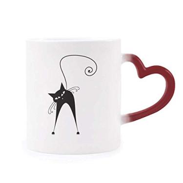 Imagem de Caneca de grés vermelha que muda de cor vermelha para amantes de gatos para dia das bruxas