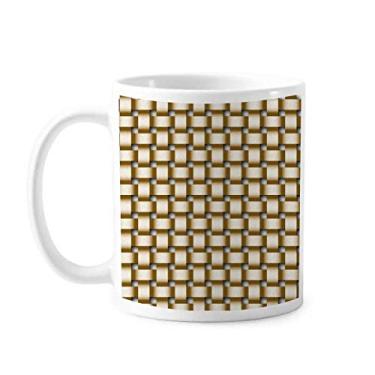 Imagem de Tecido de malha de linho marrom Art Deco presente caneca moderna cerâmica café xícara de porcelana louça