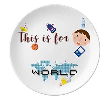 Imagem de Mapa Mundo Country EUA Prato de Porcelana Jantar Redondo Prato Menino Homem