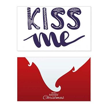 Imagem de Kiss Me Linda citação feita à mão, feriado, feriado, cartão de felicitações, mensagem de Natal