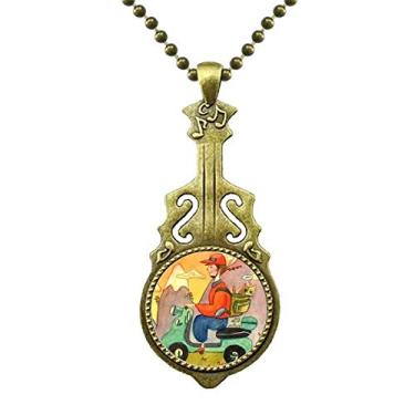 Imagem de DIYthinker Miaoji Colar de fazendeiro de gatos em aquarela com pintura antiga e pingente de música