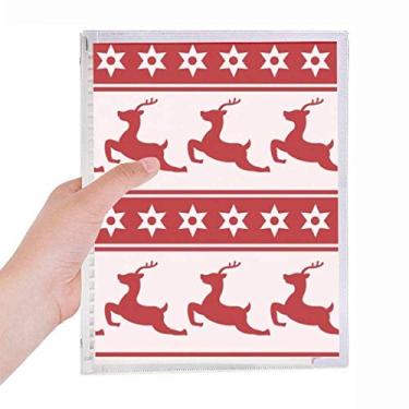 Imagem de Caderno de Natal com estrela de alce vermelho para festivais, folhas soltas e diários recarregáveis