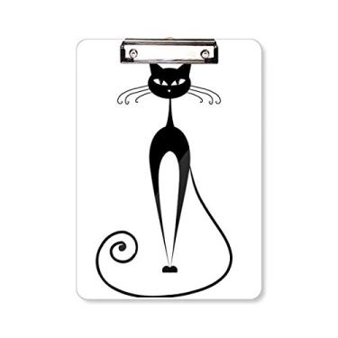 Imagem de Elegant Black Cat Lover Animal Art Silhouette Prancheta pasta, bloco de anotações, placa de apoio A4