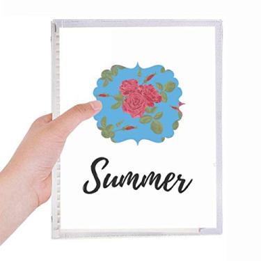 Imagem de Caderno de plantas de desenho azul vermelho com folhas soltas diário recarregável de papelaria