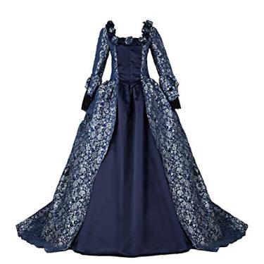 Imagem de CountryWomen Vestido feminino de rococó vitoriano inspirador vestido de baile vestido de festa Maria Antonieta fantasia de princesa renascentista (G, cor da imagem)