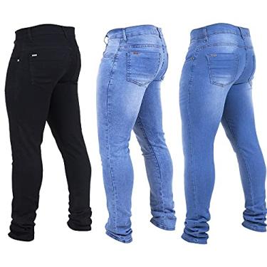 Imagem de Kit 3 Calças Jeans Masculina Skinny Moderna Preta/Clara/Media