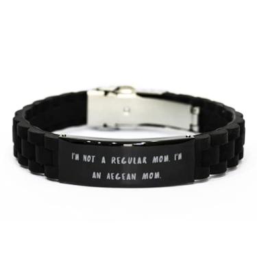 Imagem de SpreadPassion Bracelete especial com fecho glidelock preto gato egeu, I'm Not a Regular Mom I'm an Egean Mom, Ótimos presentes para amantes de gatos