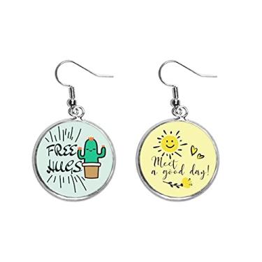 Imagem de Brinco de flor de sol com pingente de cacto, joia moderna