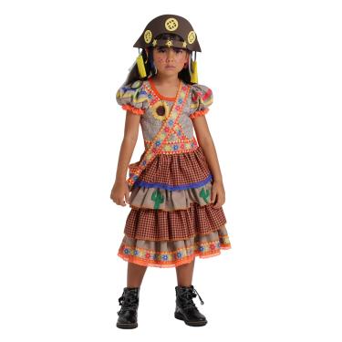 Imagem de Vestido Junino Maria Bonita Infantil Menina Cangaceira + Bolsa