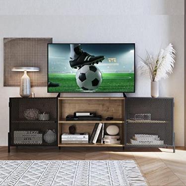 Imagem de Rack Industrial para Tv até 70 Polegadas 180cm 2 Portas 2 Nichos York Artesano Vermont/preto