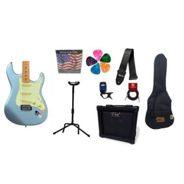 Imagem de Guitarra Woodstock Series Tg530 Azul Tagima Completo Kit Mãe