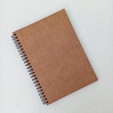 Imagem de Caderno Pequeno ¼ 15 x 21 cm com Espiral Ecológico com 80 Folhas Capa Kraft Customizável (Folhas Pretas)