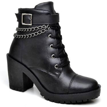 Imagem de Bota Coturno Sola Macia Krn Shoes Com Correntes Fivela Super Estilosa