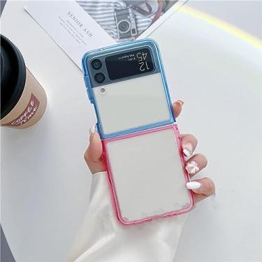 Imagem de Para Samsung Z Flip 4 Slim Thin Gradient Colorful High Clear Shockproof Protective PC TPU Silicone Case for Galaxy Z Flip3 5G Z3,Blue pink,For Galaxy Z Flip 3