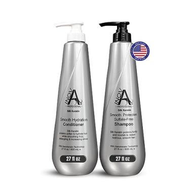 Imagem de Inova Professional Conjunto de shampoo e condicionador de queratina de seda - Shampoo sem sulfatos e condicionador de hidratação suave (765 g)