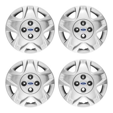 Imagem de Jogo Calota Aro 14 Ford Fiesta Hatch Sedan 2011 2012 Prata