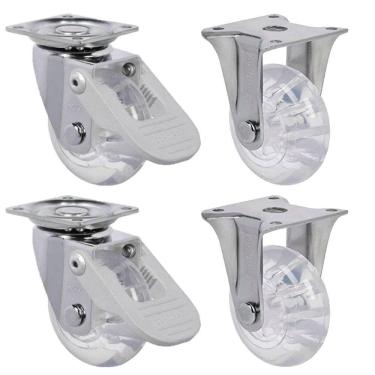 Imagem de 2 Rodizio Fixo + 2 Giratório Gel 50mm com Freio Anti Risco Schioppa