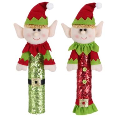 Imagem de LUOZZY 2pcs Christmas Refrigerator Handle Covers Elf Christmas Fridge Door Handle Covers Cute Xmas Kitchen Appliance Handle Covers