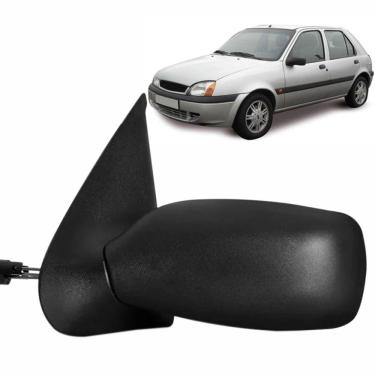 Imagem de Espelho Retrovisor Externo com Controle Manual Base de Plástico Convexo Preto Ford Fiesta Street 96 até 2006