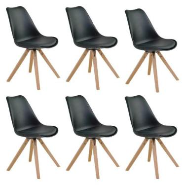 Imagem de Kit 6 Cadeiras De Jantar Design Saarinen Wood Base Madeira Lívia R02 P