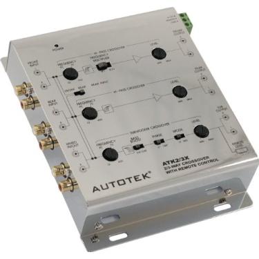 Imagem de Autotek Processador ATK2 3X ativo Crossover (prata) – 8,5 volts, 2 vias e 3 vias, controle remoto de graves incluído, crossover integrado, ajuste de nível