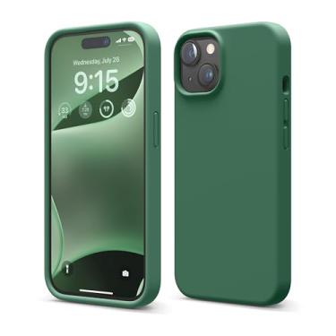 Imagem de elago Capa compatível com iPhone 15, capa de silicone líquido, capa protetora de corpo inteiro, à prova de choque, design fino, forro de microfibra macia antiarranhões, 6,1 polegadas (verde alpino)