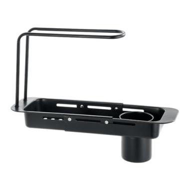 Imagem de Ioensy Prateleira de drenagem de pia, rack de secagem telescópico sobre pia, escorredor prático, organizador de esponja de aço inoxidável, ferramenta de, Cor B