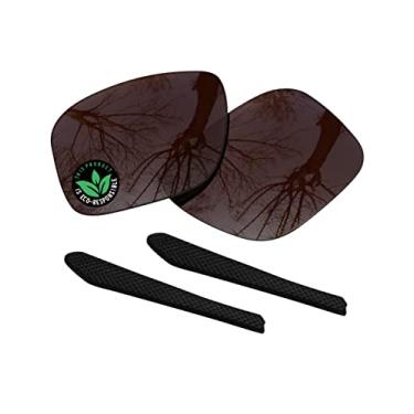 Imagem de Raydi Lentes de reposição de policarbonato e meias auriculares para óculos de sol Oakley Jupiter Squared OO9135 - Marrom âmbar - Polarizado
